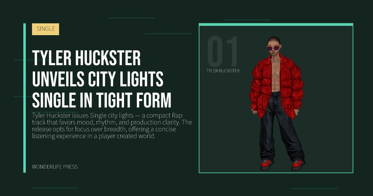 Wonderlife Press: Tyler Huckster unveils city lights single in tight form. artist portrait. SINGLE.