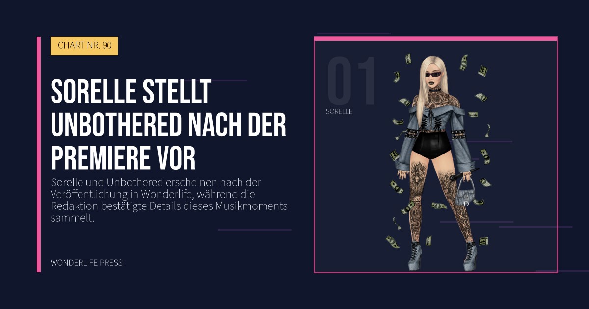 Wonderlife Press: Sorelle stellt Unbothered nach der Premiere vor. Künstlerporträt. CHART NR. 90.