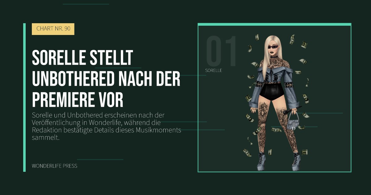 Wonderlife Press: Sorelle stellt Unbothered nach der Premiere vor. Künstlerporträt. CHART NR. 90.