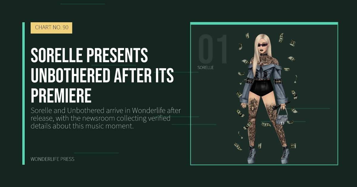 Wonderlife Press: Sorelle presents Unbothered after its premiere. artist portrait. CHART NO. 90.
