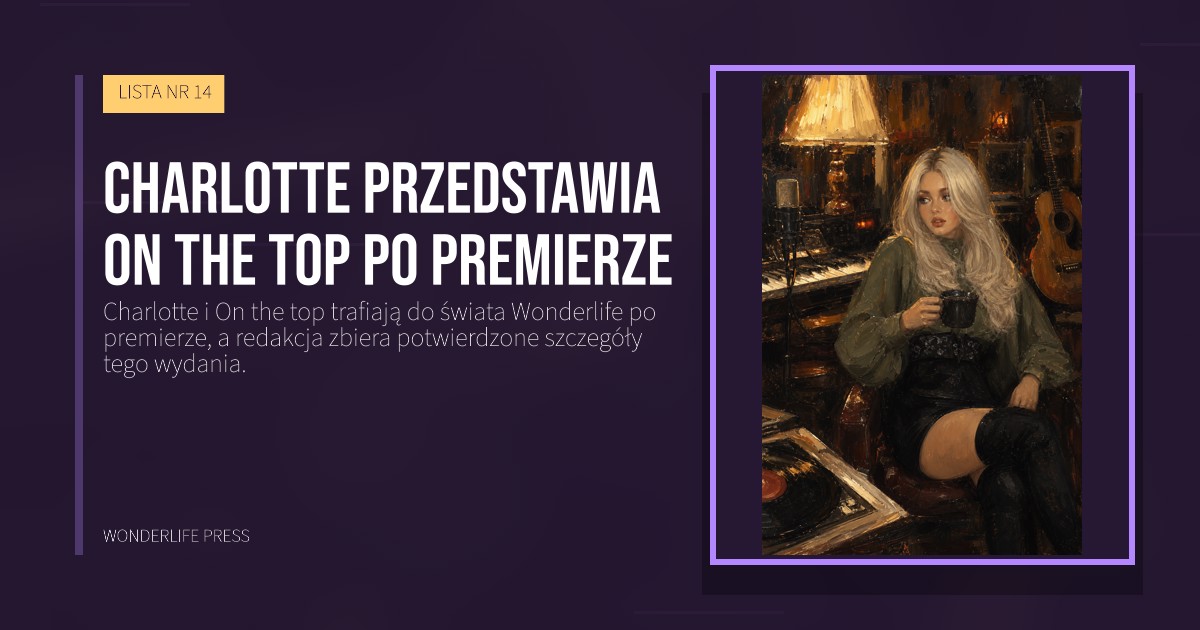 Wonderlife Press: Charlotte przedstawia On the top po premierze. okładka wydawnictwa. LISTA NR 14.