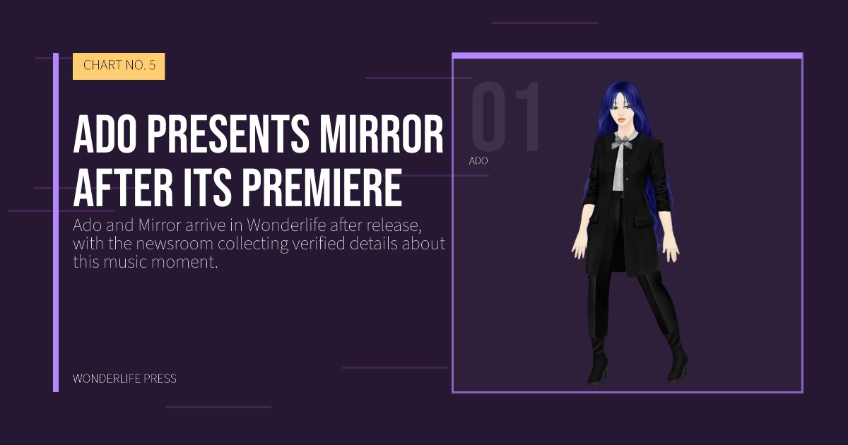 Wonderlife Press: Ado presents Mirror after its premiere. artist portrait. CHART NO. 5.