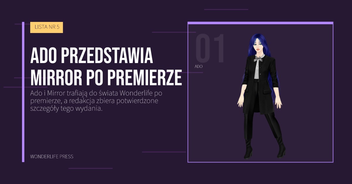 Wonderlife Press: Ado przedstawia Mirror po premierze. portret artystów. LISTA NR 5.
