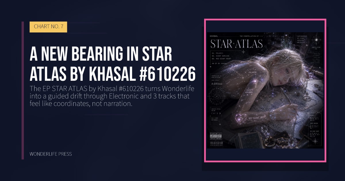 Wonderlife Press: A new bearing in STAR ATLAS by Khasal #610226. release artwork. CHART NO. 7.