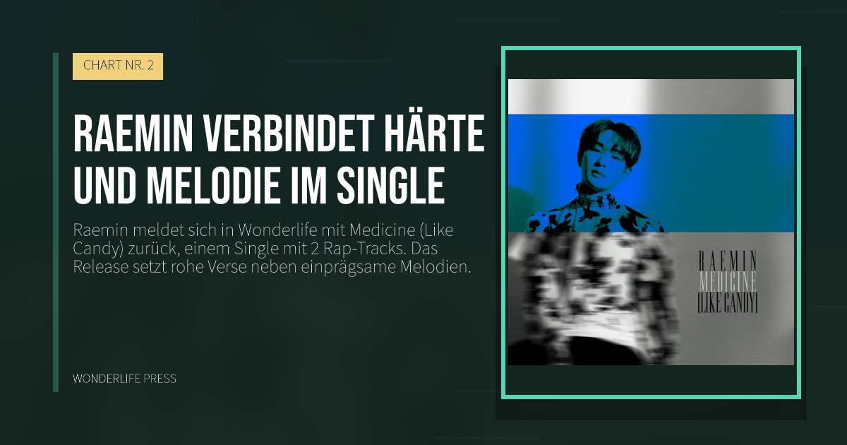 Wonderlife Press: Raemin verbindet Härte und Melodie im Single. Veröffentlichungscover. CHART NR. 2.