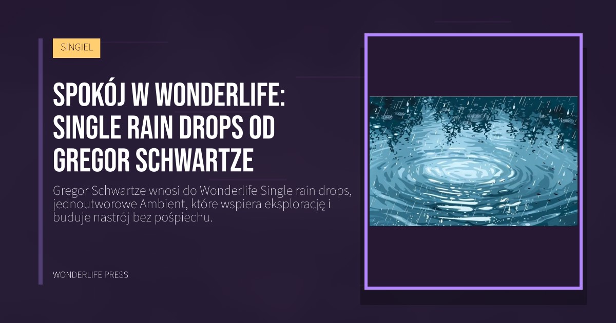Wonderlife Press: Spokój w Wonderlife: Single rain drops od Gregor Schwartze. okładka wydawnictwa. SINGIEL.
