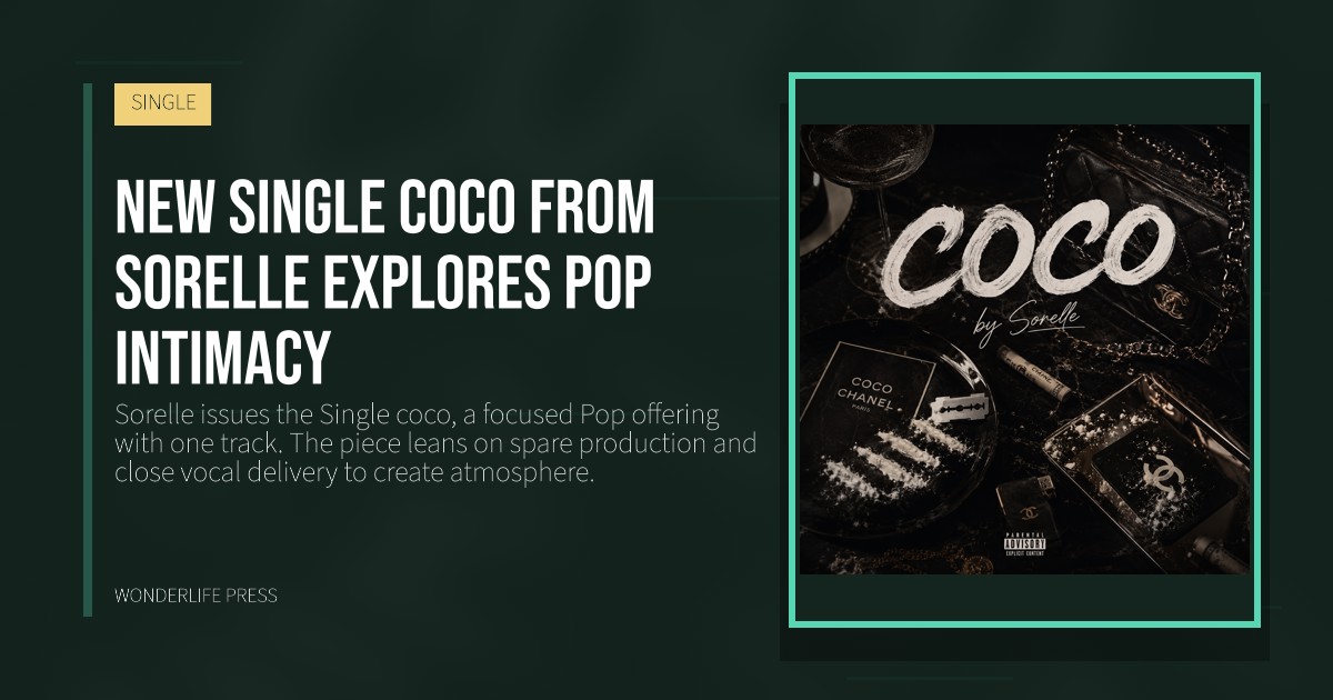 Wonderlife Press: New single coco from Sorelle explores pop intimacy. release artwork. SINGLE.