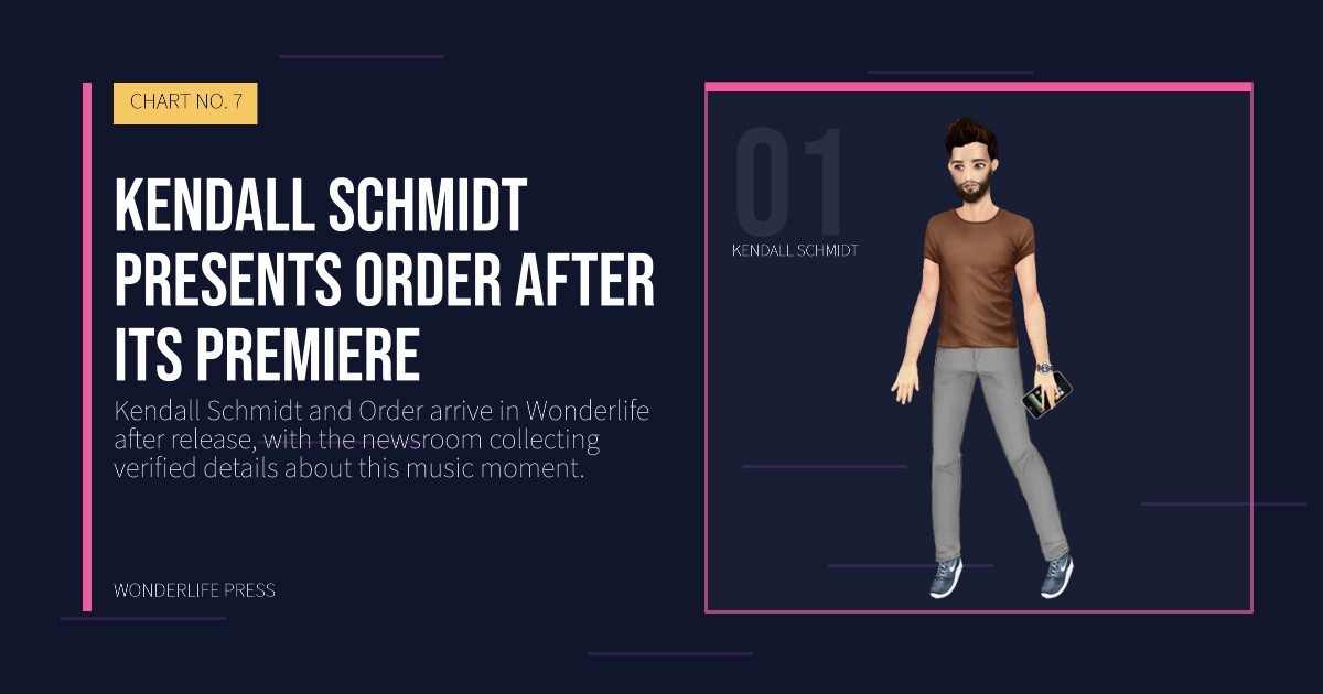 Wonderlife Press: Kendall Schmidt presents Order after its premiere. artist portrait. CHART NO. 7.