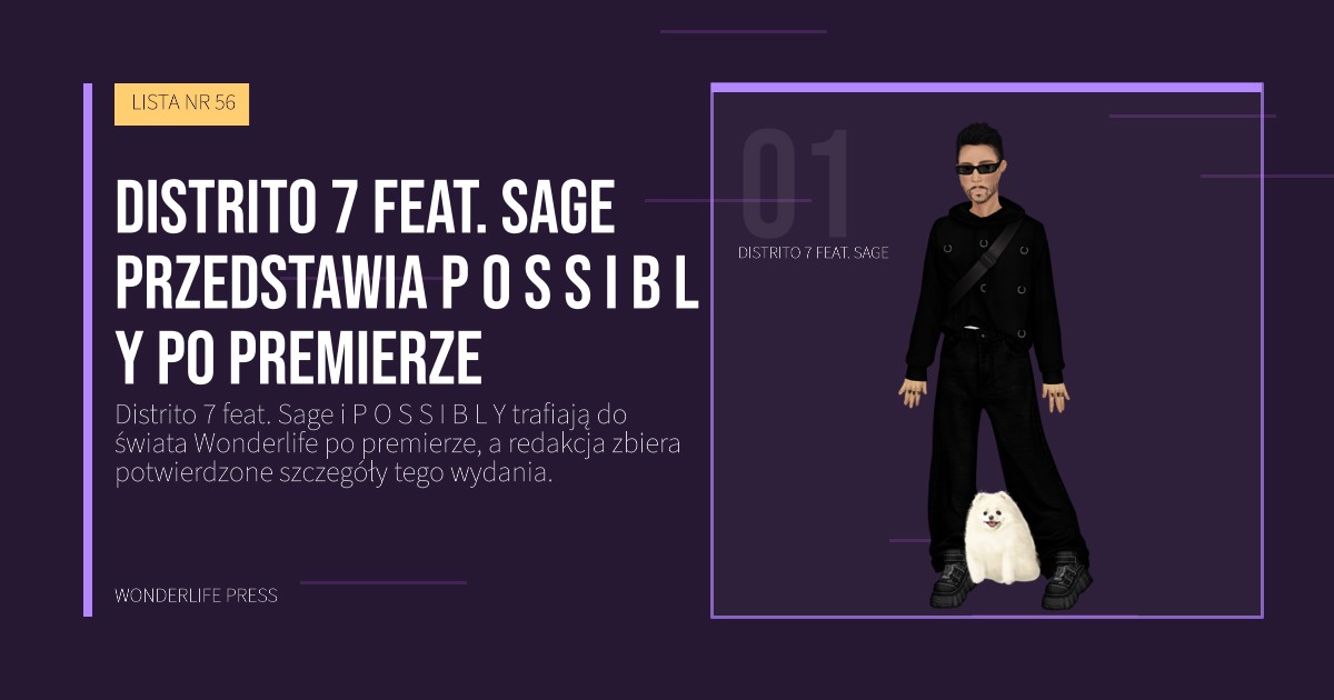 Wonderlife Press: Distrito 7 feat. Sage przedstawia P O S S I B L Y po premierze. portret artystów. LISTA NR 56.