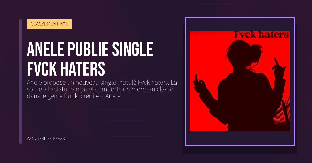 Wonderlife Press: Anele publie single Fvck haters. pochette de la sortie. CLASSEMENT N° 8.
