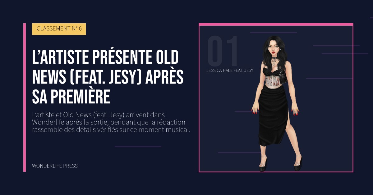 Wonderlife Press: L’artiste présente Old News (feat. Jesy) après sa première. portrait des artistes. CLASSEMENT N° 6.