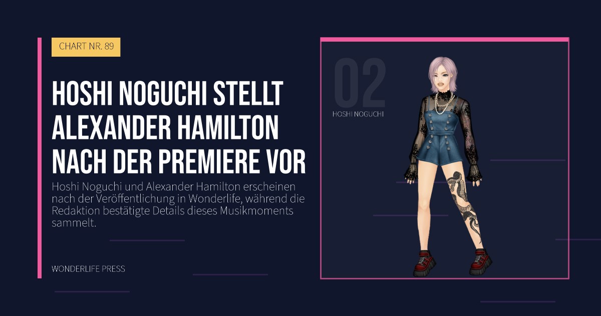 Wonderlife Press: Hoshi Noguchi stellt Alexander Hamilton nach der Premiere vor. Künstlerporträt. CHART NR. 89.