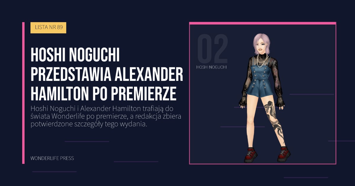 Wonderlife Press: Hoshi Noguchi przedstawia Alexander Hamilton po premierze. portret artystów. LISTA NR 89.