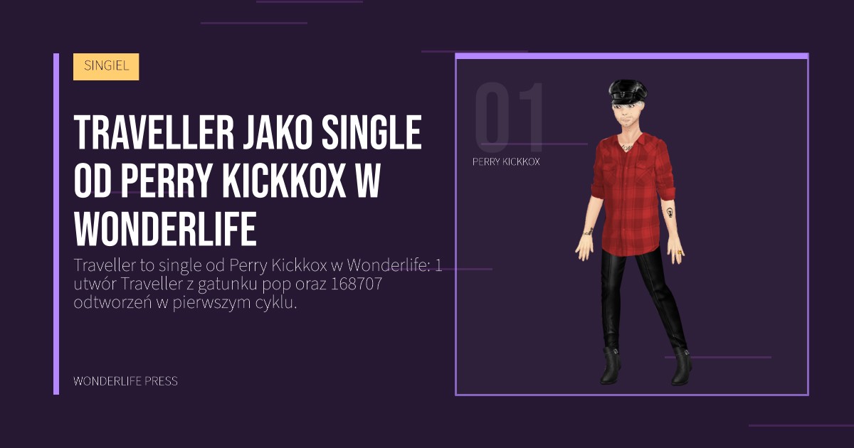 Wonderlife Press: Traveller jako single od Perry Kickkox w Wonderlife. portret artystów. SINGIEL.