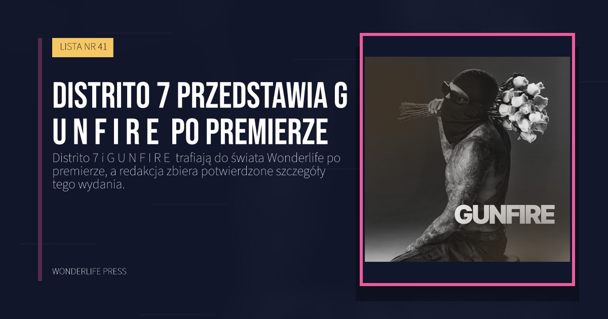 Wonderlife Press: Distrito 7 przedstawia G U N F I R E po premierze. okładka wydawnictwa. LISTA NR 41.