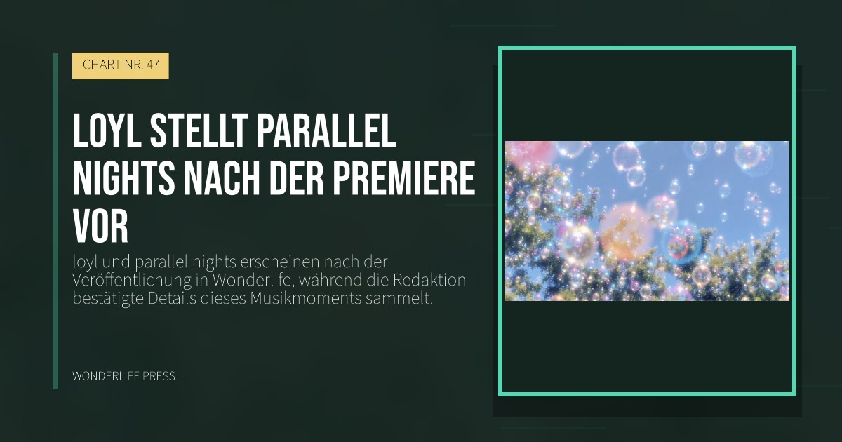 Wonderlife Press: loyl stellt parallel nights nach der Premiere vor. Veröffentlichungscover. CHART NR. 47.