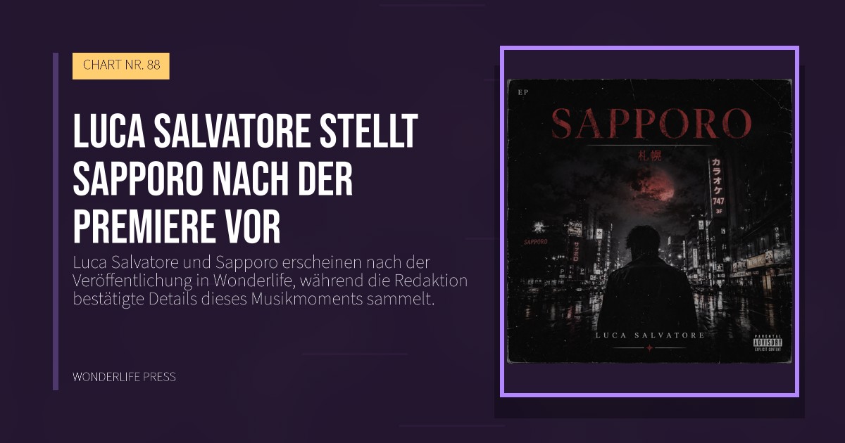 Wonderlife Press: Luca Salvatore stellt Sapporo nach der Premiere vor. Veröffentlichungscover. CHART NR. 88.