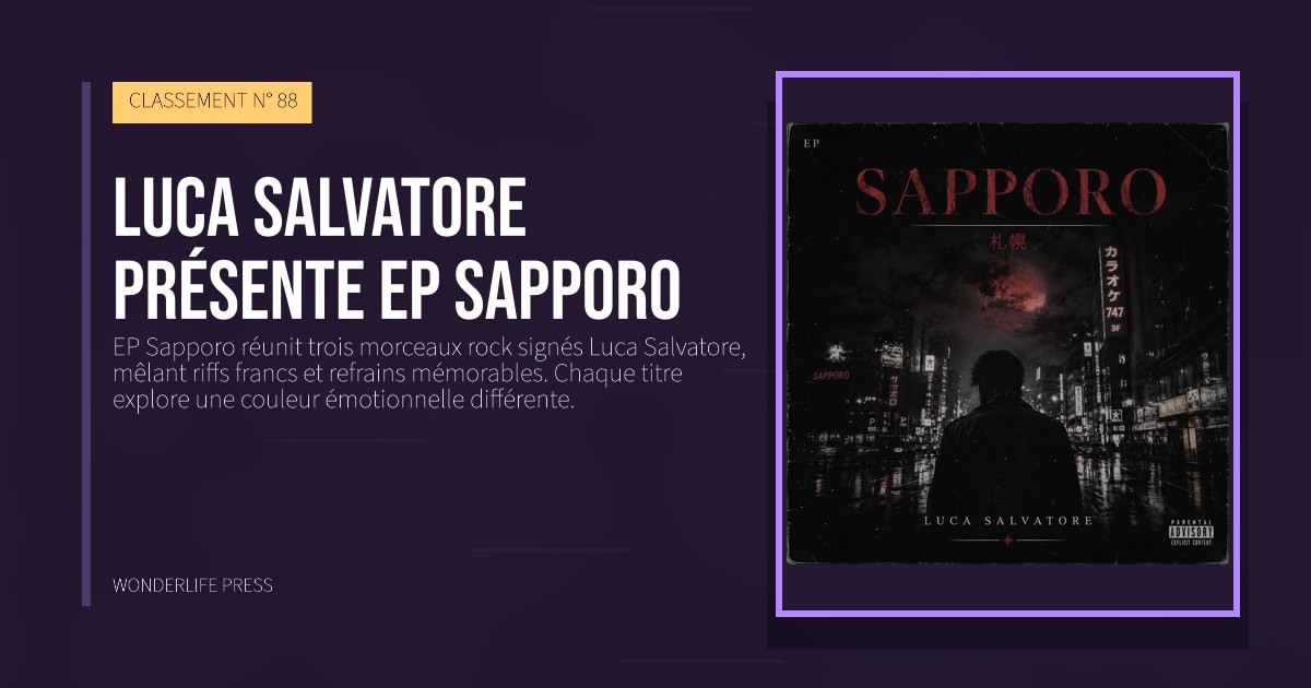 Wonderlife Press: Luca Salvatore présente EP Sapporo. pochette de la sortie. CLASSEMENT N° 88.