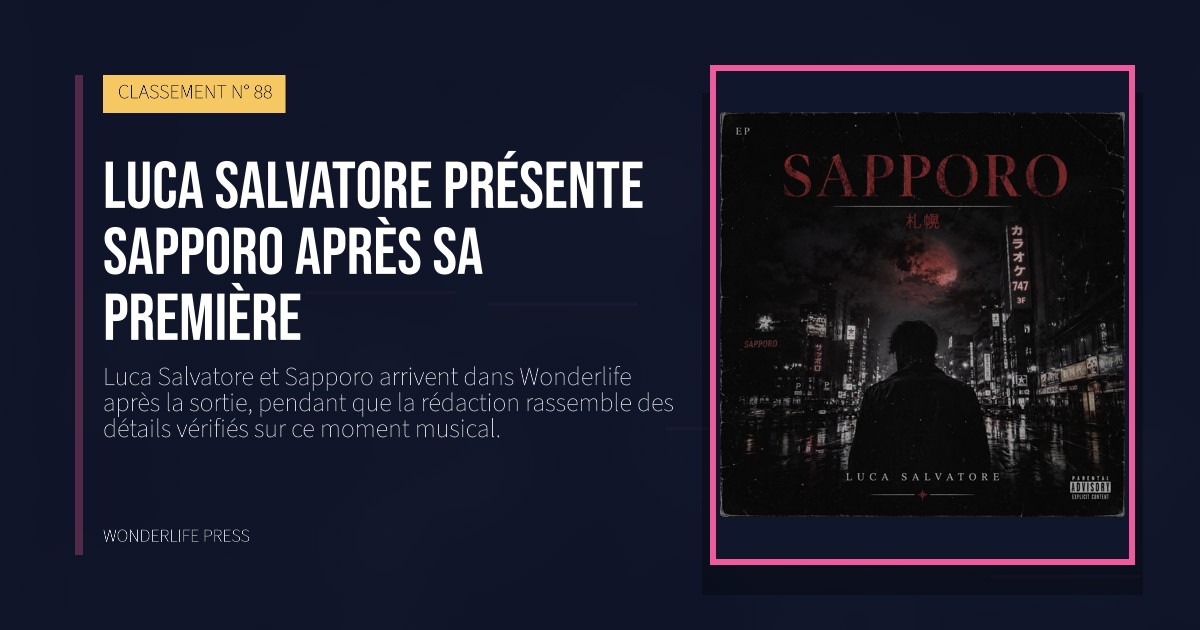 Wonderlife Press: Luca Salvatore présente Sapporo après sa première. pochette de la sortie. CLASSEMENT N° 88.