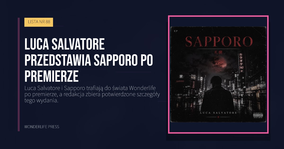 Wonderlife Press: Luca Salvatore przedstawia Sapporo po premierze. okładka wydawnictwa. LISTA NR 88.