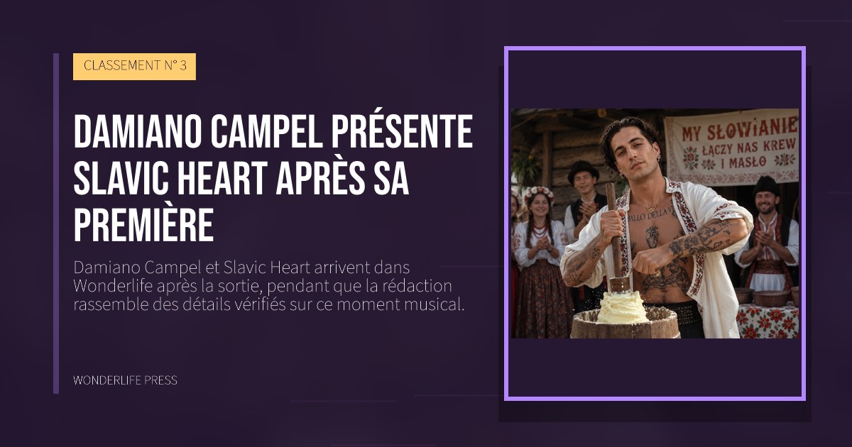 Wonderlife Press: Damiano Campel présente Slavic Heart après sa première. pochette de la sortie. CLASSEMENT N° 3.