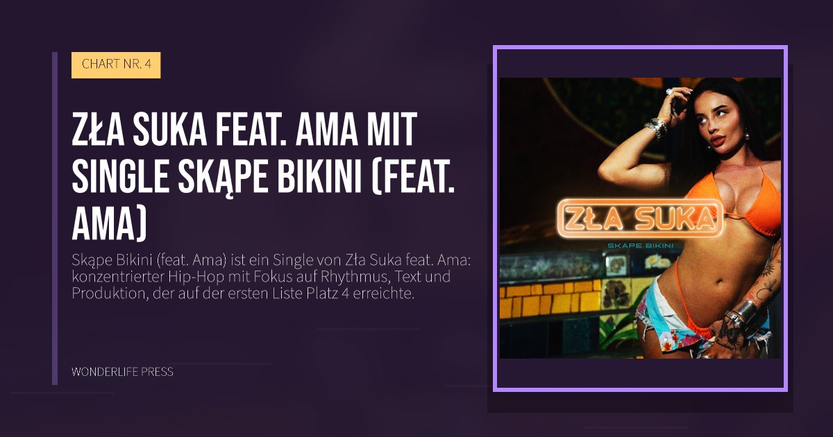 Wonderlife Press: Zła Suka feat. Ama mit Single Skąpe Bikini (feat. Ama). Veröffentlichungscover. CHART NR. 4.