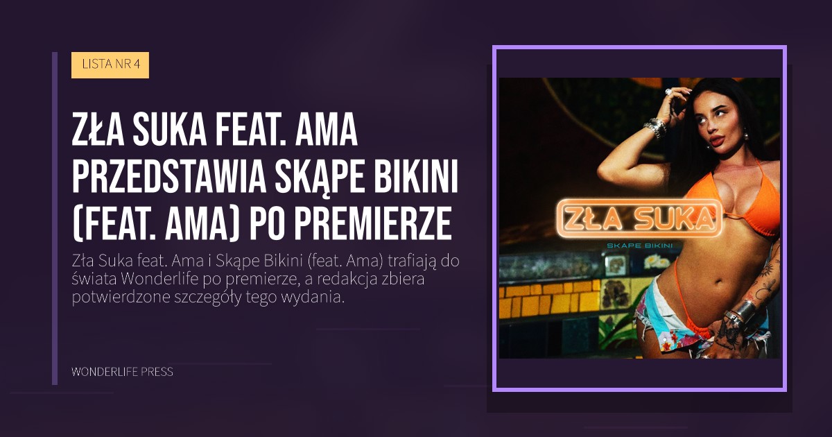 Wonderlife Press: Zła Suka feat. Ama przedstawia Skąpe Bikini (feat. Ama) po premierze. okładka wydawnictwa. LISTA NR 4.