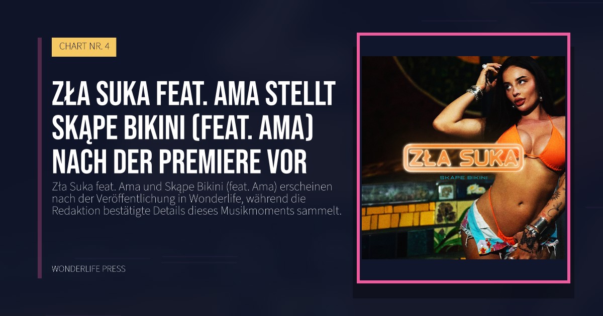 Wonderlife Press: Zła Suka feat. Ama stellt Skąpe Bikini (feat. Ama) nach der Premiere vor. Veröffentlichungscover. CHART NR. 4.