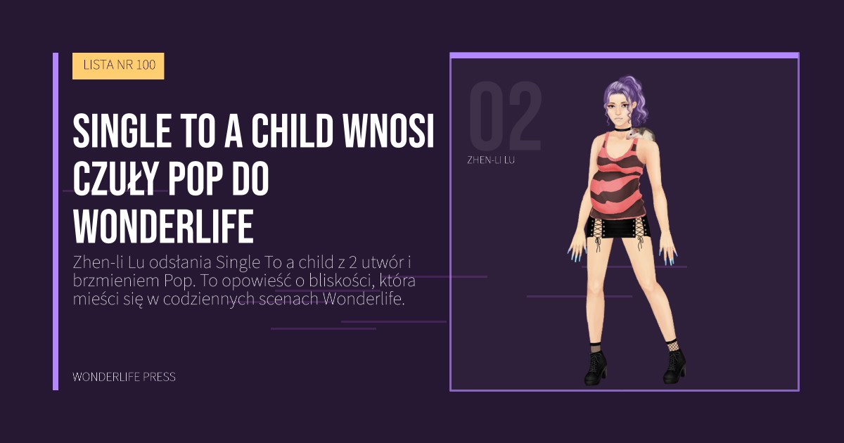 Wonderlife Press: Single To a child wnosi czuły Pop do Wonderlife. portret artystów. LISTA NR 100.