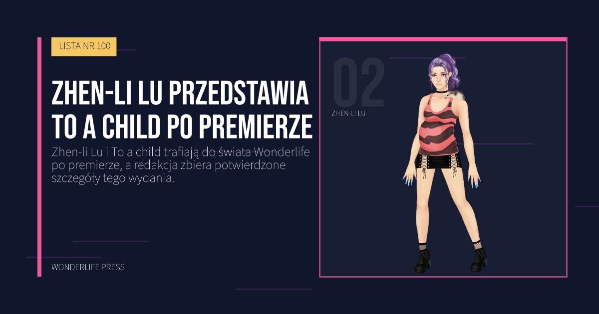 Wonderlife Press: Zhen-li Lu przedstawia To a child po premierze. portret artystów. LISTA NR 100.
