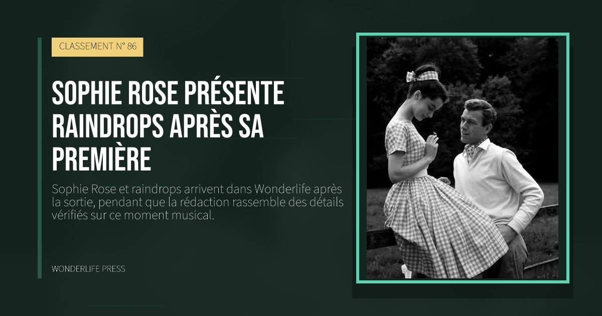 Wonderlife Press: Sophie Rose présente raindrops après sa première. pochette de la sortie. CLASSEMENT N° 86.