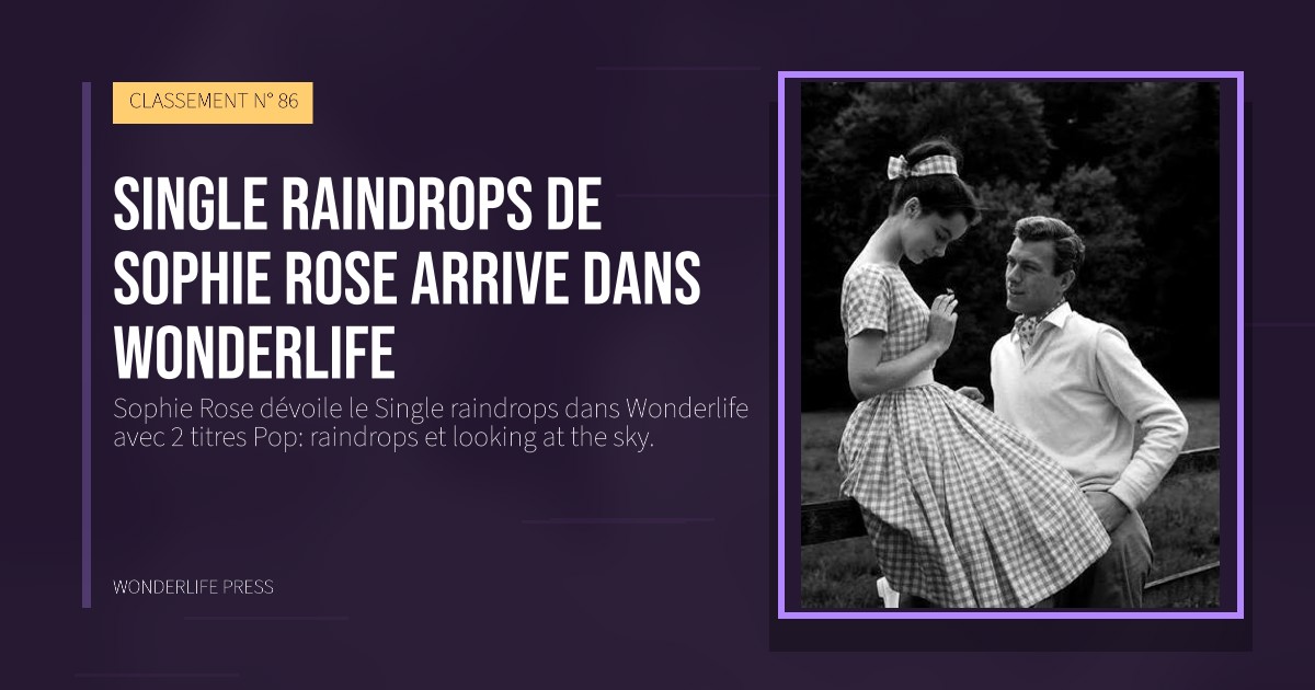 Wonderlife Press: Single raindrops de Sophie Rose arrive dans Wonderlife. pochette de la sortie. CLASSEMENT N° 86.