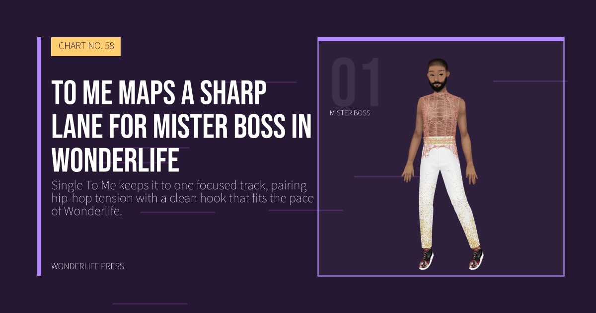 Wonderlife Press: To Me maps a sharp lane for Mister Boss in Wonderlife. artist portrait. CHART NO. 58.