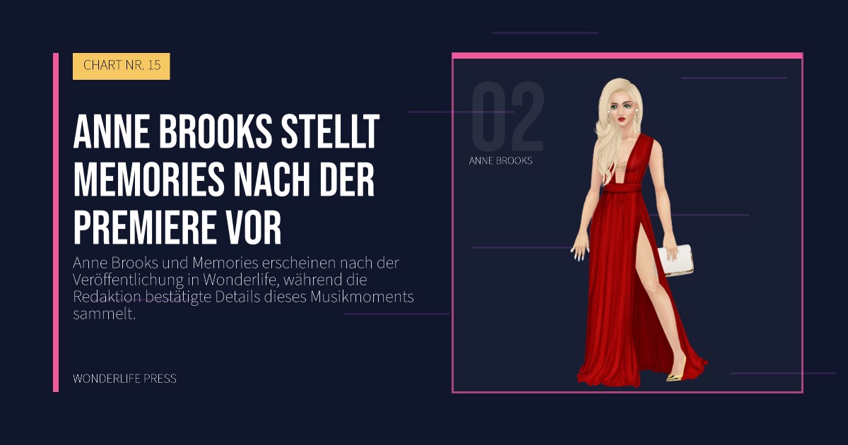 Wonderlife Press: Anne Brooks stellt Memories nach der Premiere vor. Künstlerporträt. CHART NR. 15.