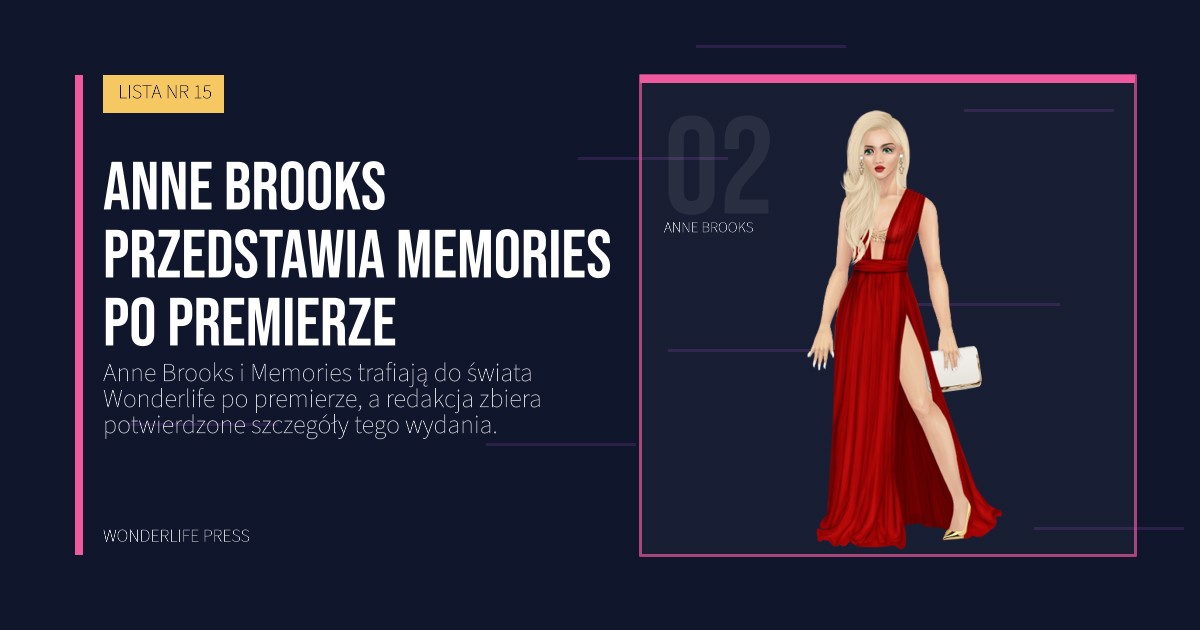Wonderlife Press: Anne Brooks przedstawia Memories po premierze. portret artystów. LISTA NR 15.