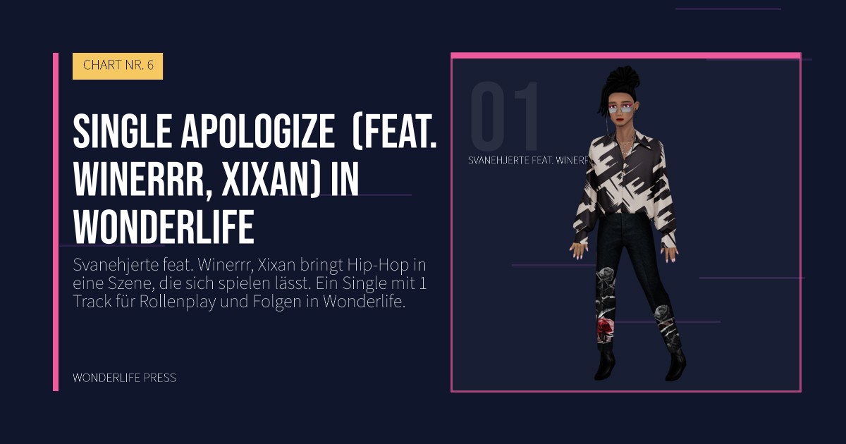 Wonderlife Press: Single Apologize  (feat. Winerrr, Xixan) in Wonderlife. Künstlerporträt. CHART NR. 6.
