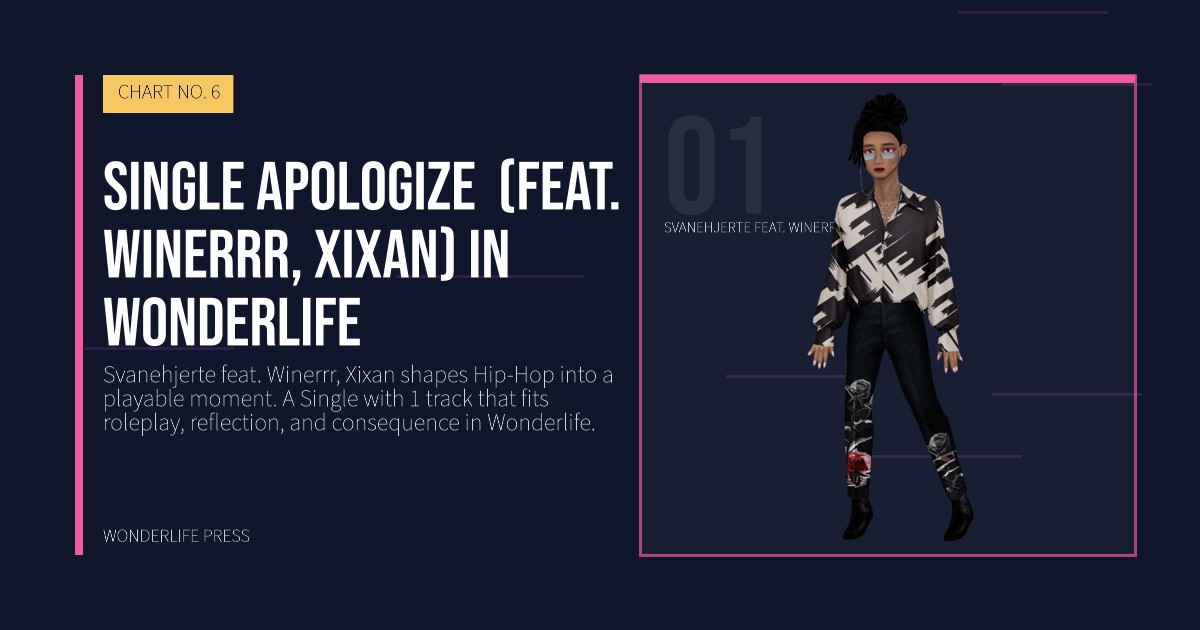 Wonderlife Press: Single Apologize (feat. Winerrr, Xixan) in Wonderlife. artist portrait. CHART NO. 6.