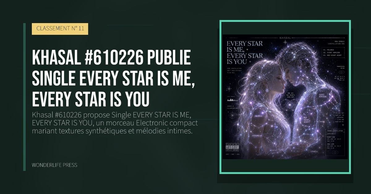 Wonderlife Press: Khasal #610226 publie Single EVERY STAR IS ME, EVERY STAR IS YOU. pochette de la sortie. CLASSEMENT N° 11.