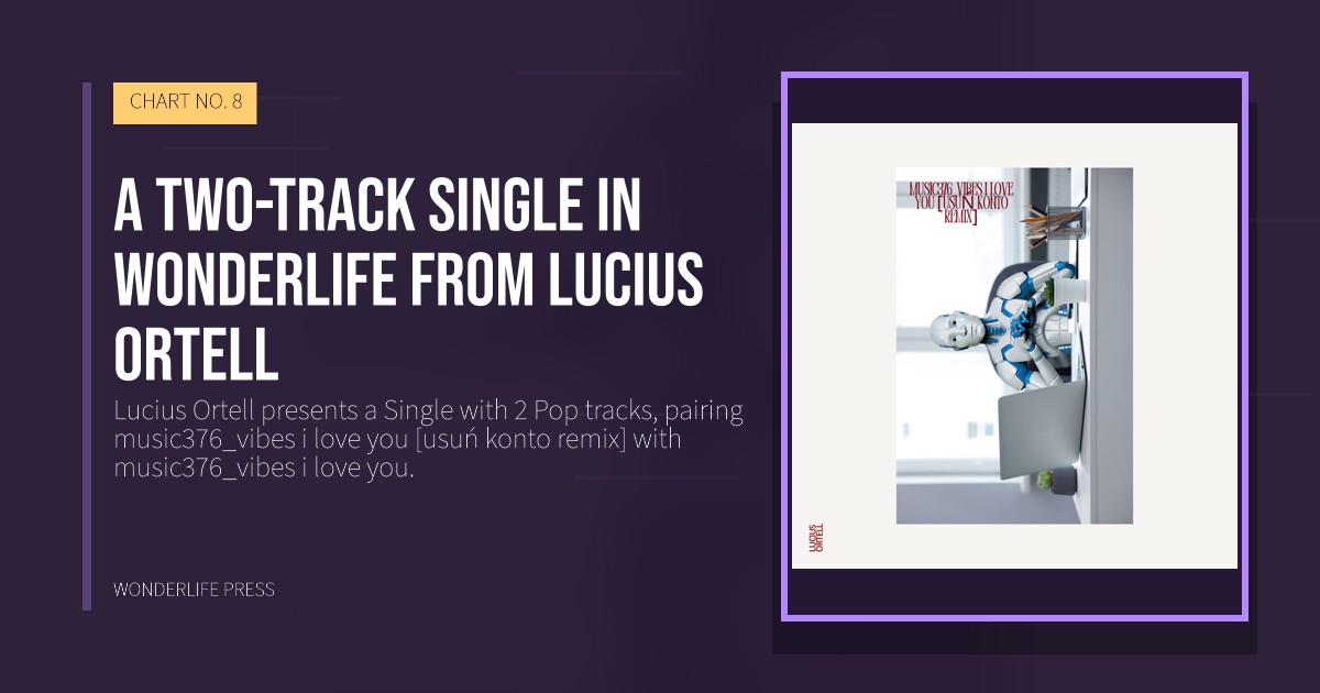Wonderlife Press: A two-track Single in Wonderlife from Lucius Ortell. release artwork. CHART NO. 8.