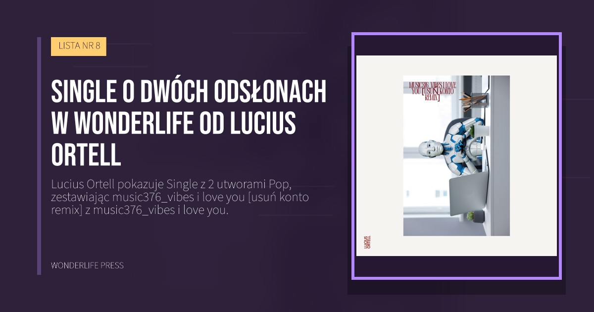 Wonderlife Press: Single o dwóch odsłonach w Wonderlife od Lucius Ortell. okładka wydawnictwa. LISTA NR 8.