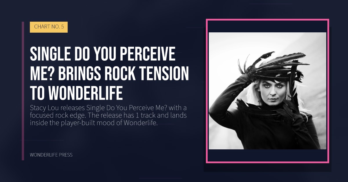 Wonderlife Press: Single Do You Perceive Me? brings rock tension to Wonderlife. release artwork. CHART NO. 5.