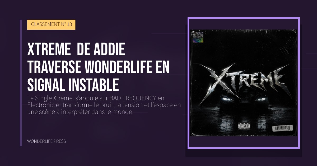 Wonderlife Press: Xtreme de Addie traverse Wonderlife en signal instable. pochette de la sortie. CLASSEMENT N° 13.