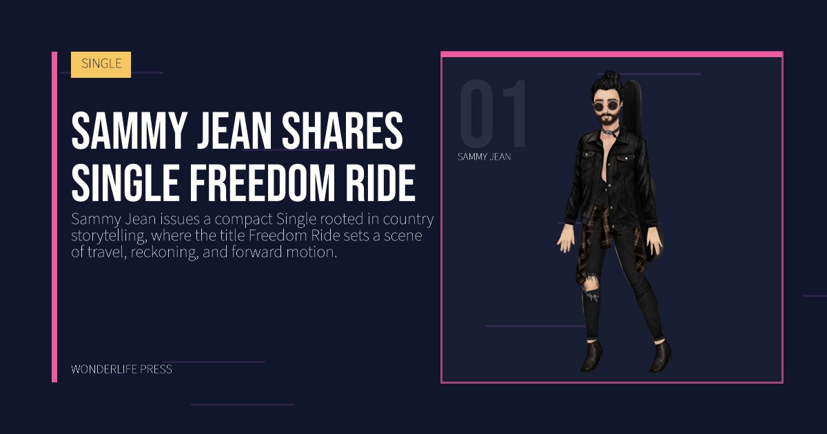 Wonderlife Press: Sammy Jean shares single Freedom Ride. artist portrait. SINGLE.