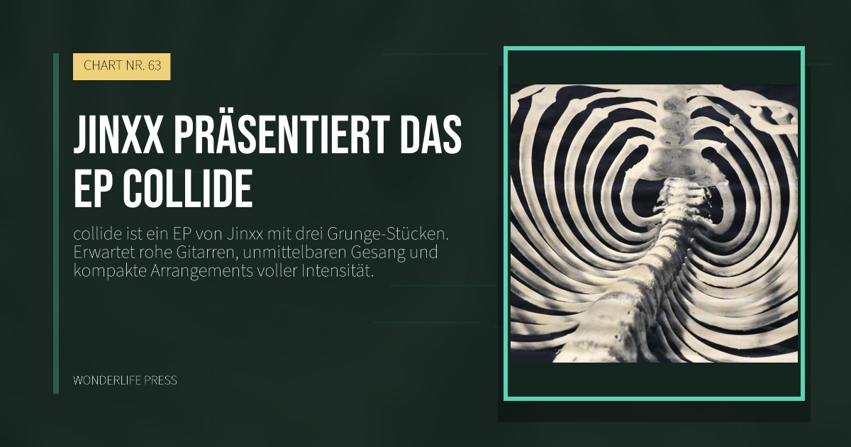 Wonderlife Press: jinxx präsentiert das EP collide. Veröffentlichungscover. CHART NR. 63.