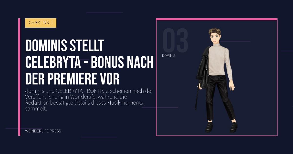 Wonderlife Press: dominis stellt CELEBRYTA - BONUS nach der Premiere vor. Künstlerporträt. CHART NR. 1.