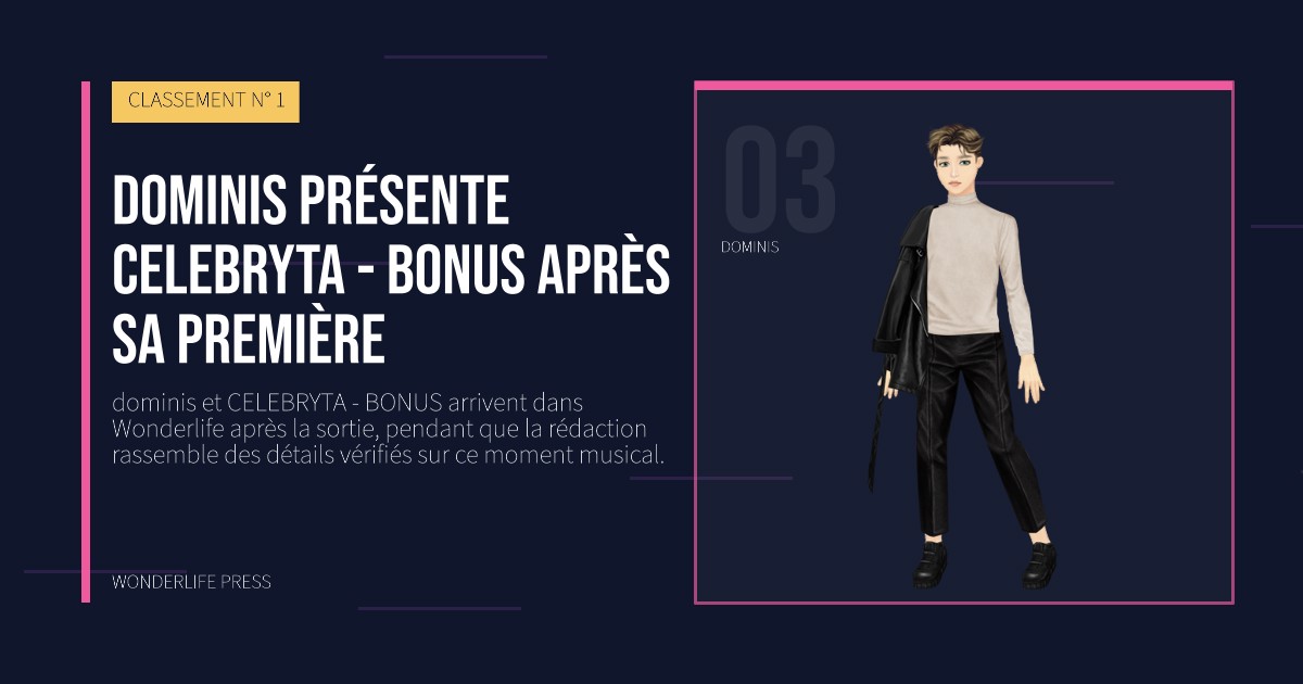 Wonderlife Press: dominis présente CELEBRYTA - BONUS après sa première. portrait des artistes. CLASSEMENT N° 1.