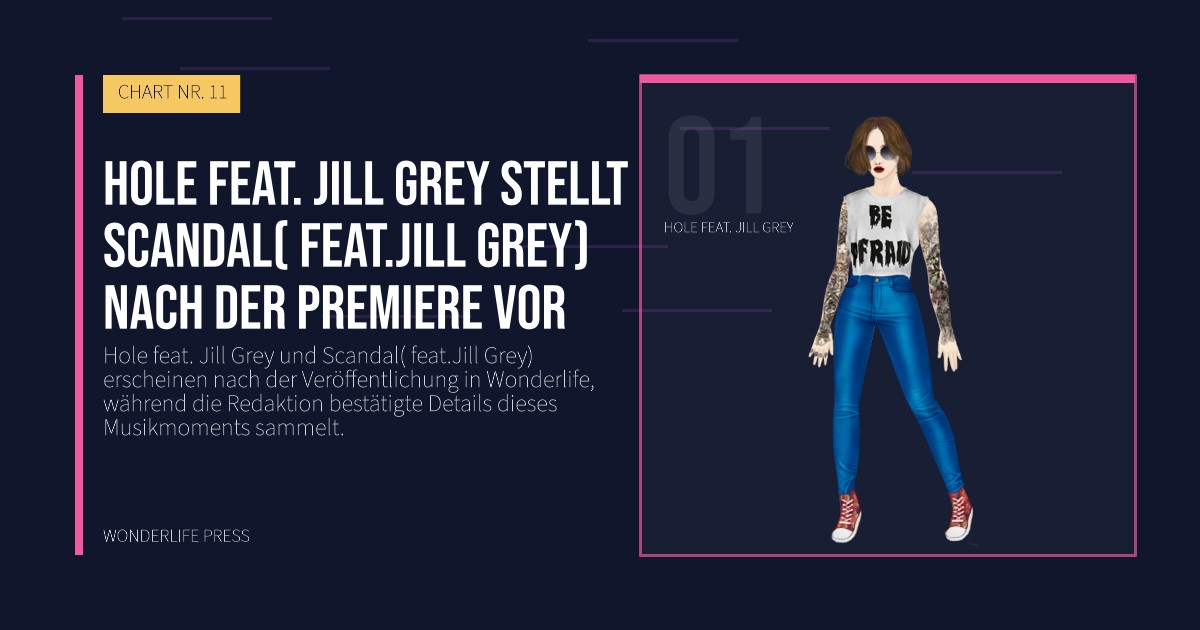 Wonderlife Press: Hole feat. Jill Grey stellt Scandal( feat.Jill Grey) nach der Premiere vor. Künstlerporträt. CHART NR. 11.