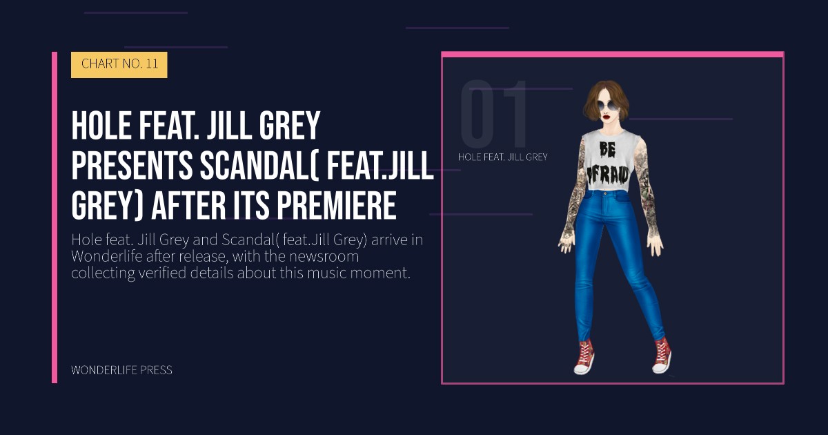 Wonderlife Press: Hole feat. Jill Grey presents Scandal( feat.Jill Grey) after its premiere. artist portrait. CHART NO. 11.