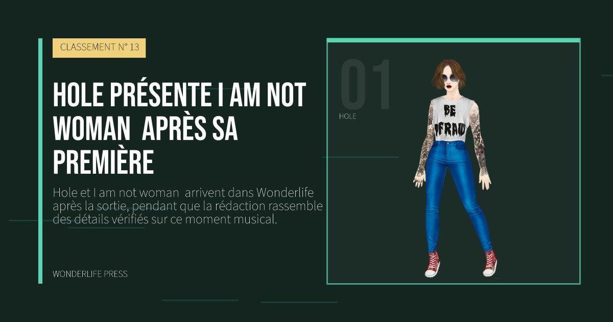 Wonderlife Press: Hole présente I am not woman  après sa première. portrait des artistes. CLASSEMENT N° 13.