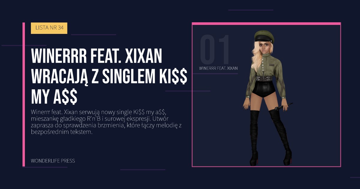 Wonderlife Press: Winerrr feat. Xixan wracają z singlem Ki$$ my a$$. portret artystów. LISTA NR 34.